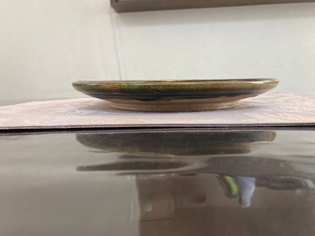 織部焼　作家物大皿26cm 蜂文　 掻き銘あり　美濃焼盛皿