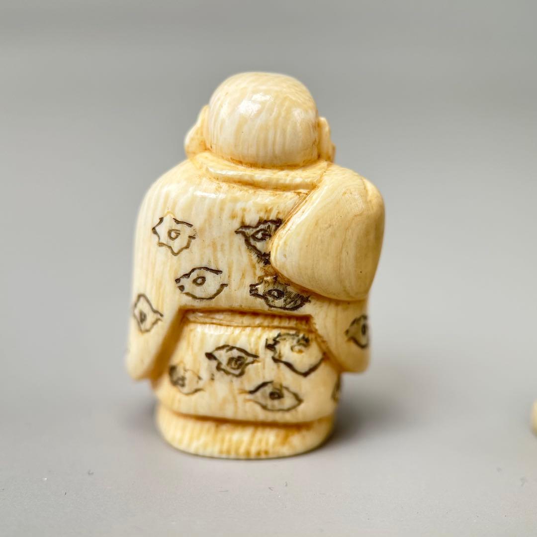 福の神像 4体セット彫刻根付天然素材アンティーク骨董飾り物古美術置物細密細工