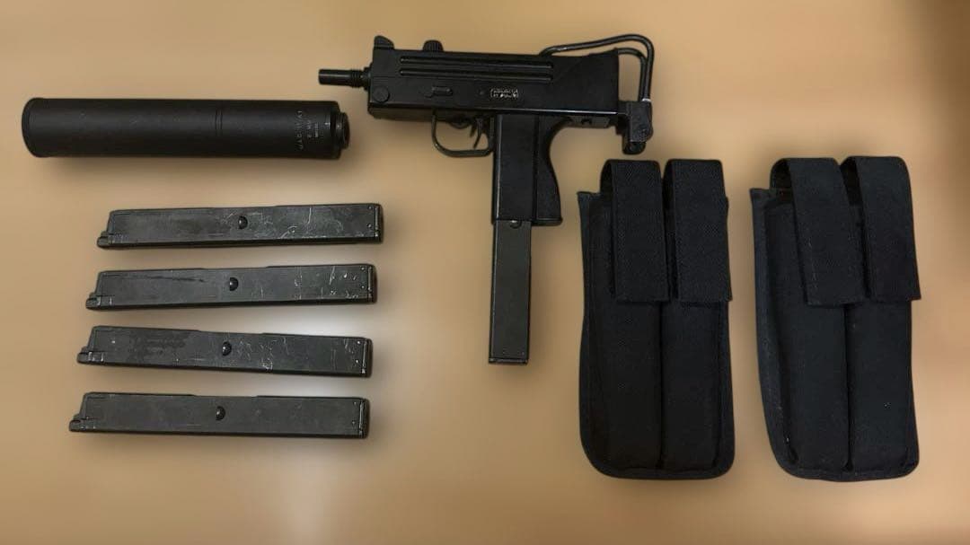 KSC イングラムM11　ガスブロ　サイレンサー付　ロングマガジン(旧式)×5