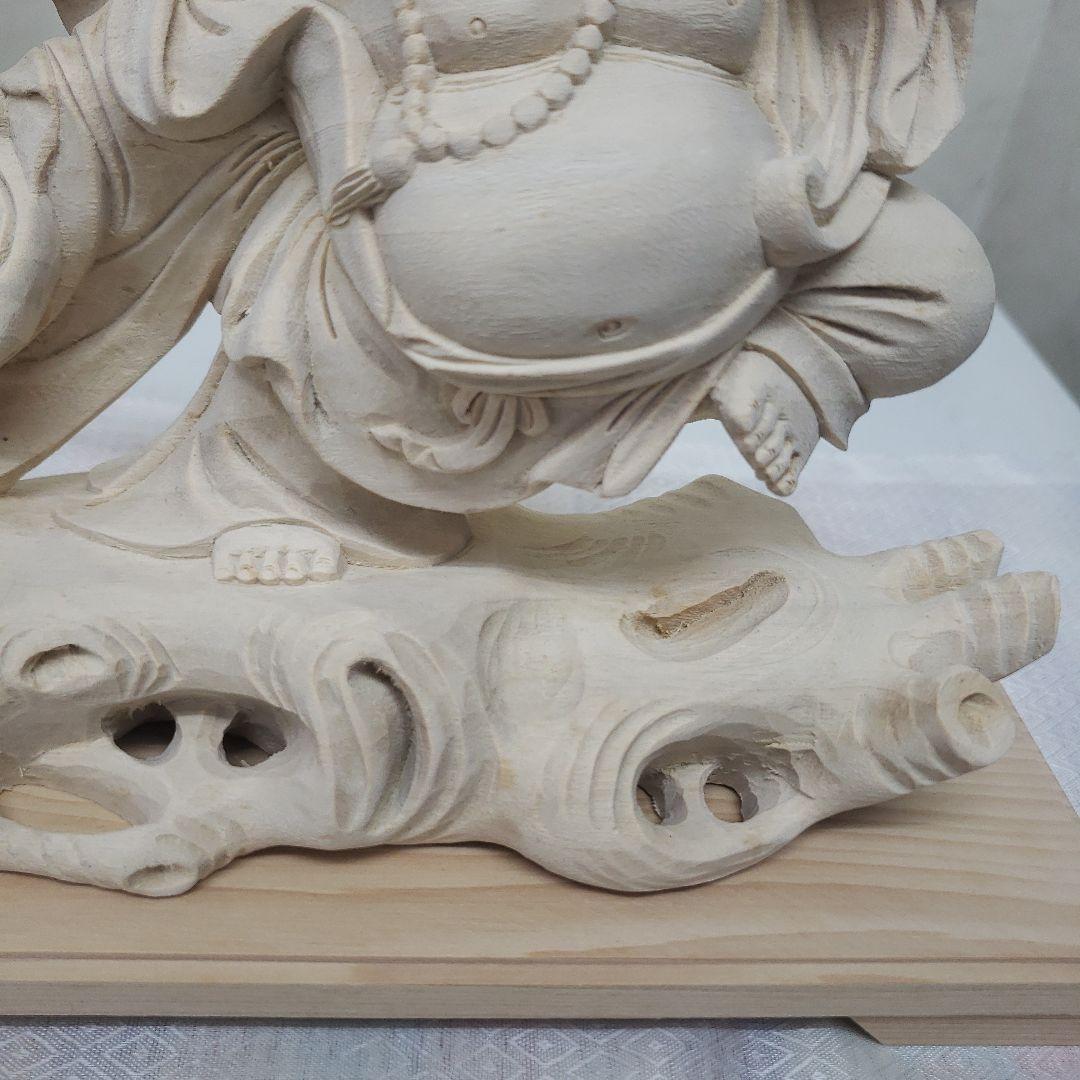 Ｂフライデー　蔵出し特価縁起物 七福神★楠材 布袋とうさぎ★福徳円満 子孫繁栄