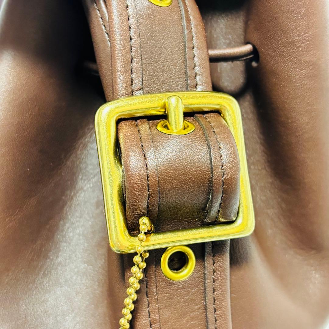 美品 COACH オールドコーチ 巾着型ショルダー ブラウン 9952