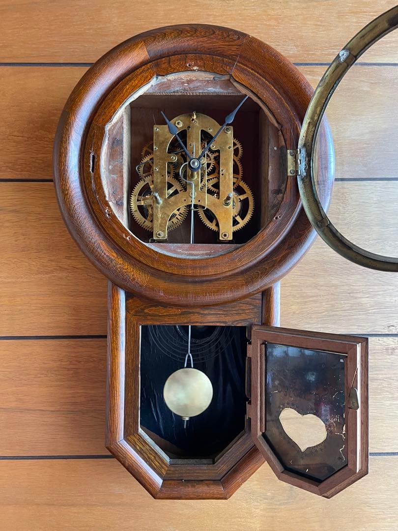 柱時計　掛時計　ゼンマイ　整備済　オーバーホール　レトロ　アンティーク　08