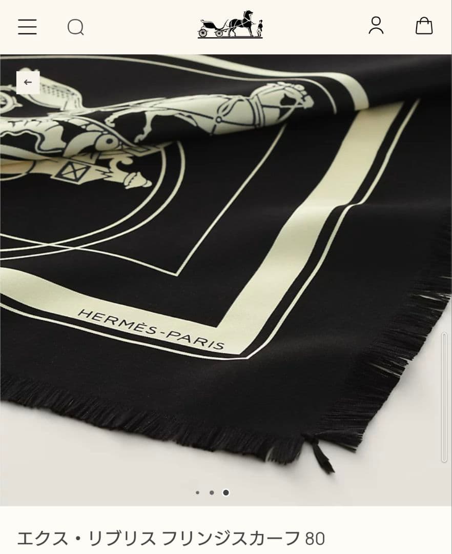 ’23AW HERMÈS エクス・リブリス フリンジスカーフ 80