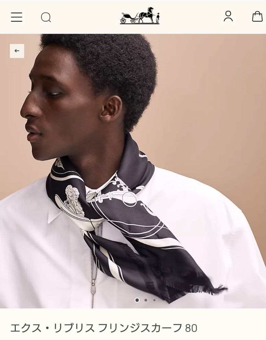 ’23AW HERMÈS エクス・リブリス フリンジスカーフ 80