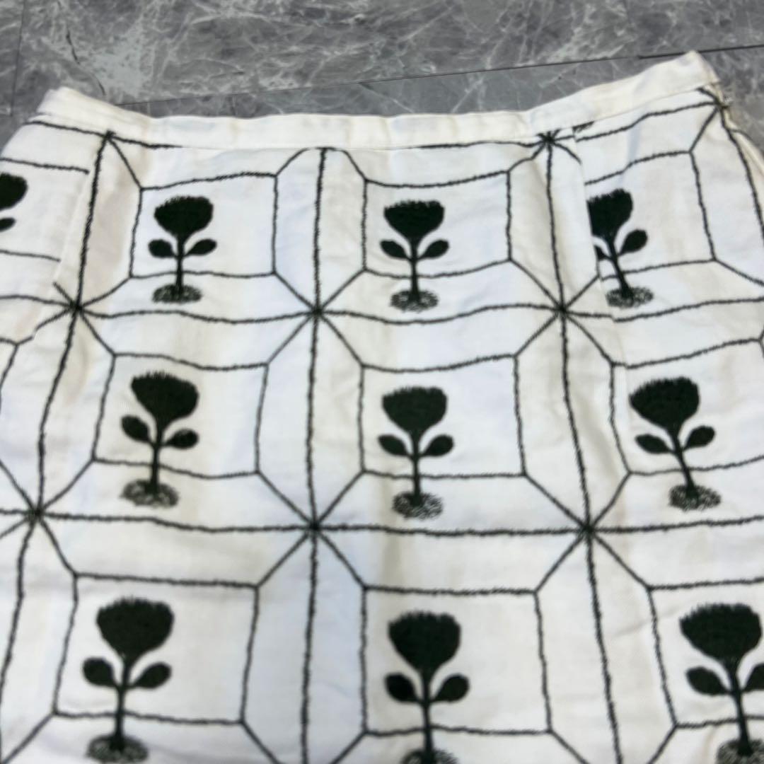 【美品】リネン100♡ミナペルホネン　Flower Box スカート　刺繍　総柄