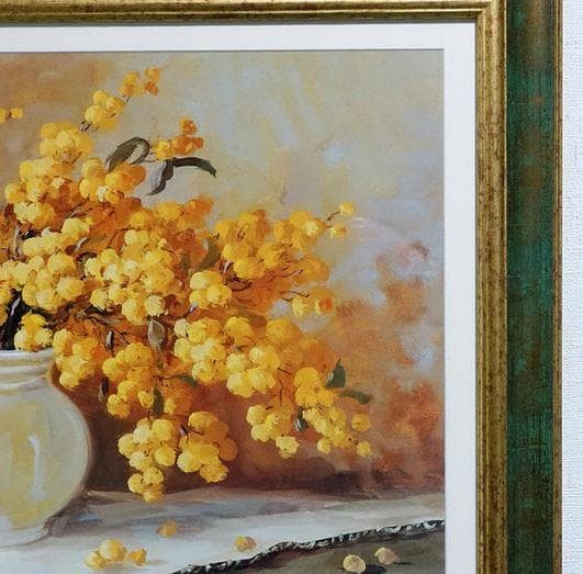 イタリア 額絵 アートフレーム ミモザ グリーン 風水 FAL-2756