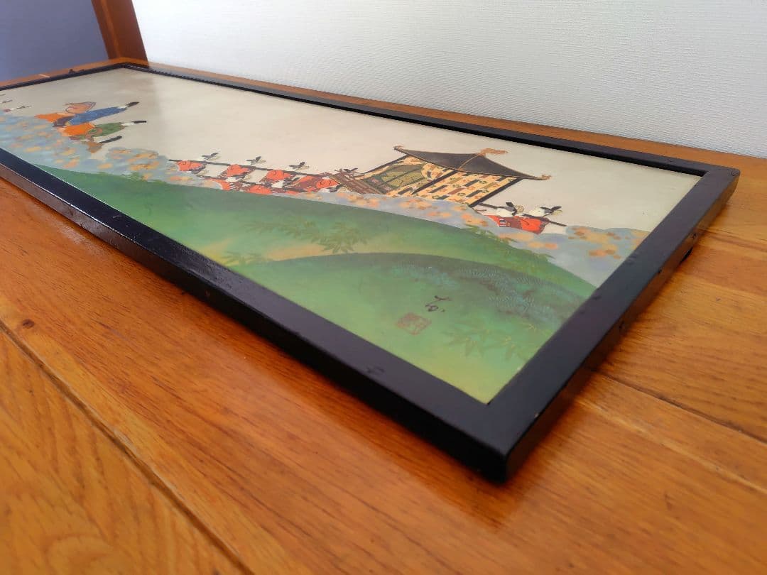 大型装飾パネル『輿』貴族行列　横約110.5cm　横長絵巻物　額絵