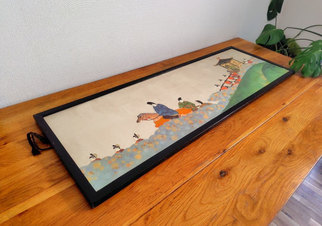 大型装飾パネル『輿』貴族行列　横約110.5cm　横長絵巻物　額絵