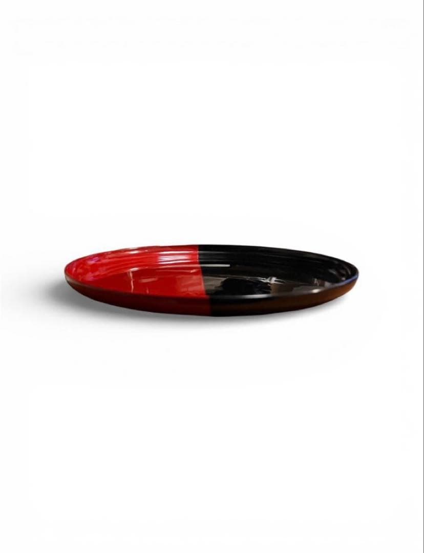 白洲正子好み　朱黒片身替り盆　大　 明治〜昭和　検) 目の眼　酒器　勝見充男