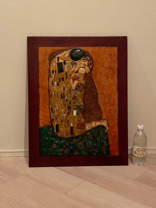 希少価値あり！！1点物の革製クリムトの接吻