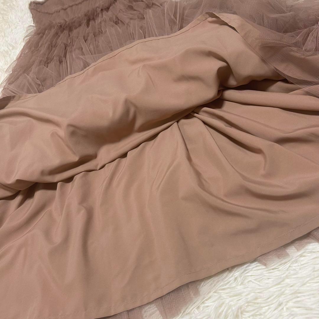 新品　FRAY I.D 2wayチュールフリルティアードドレス　ピンクベージュ