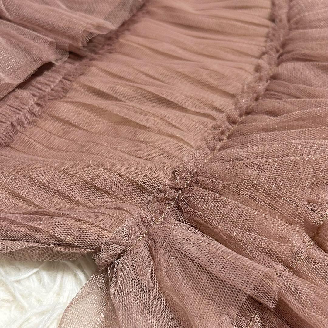 新品　FRAY I.D 2wayチュールフリルティアードドレス　ピンクベージュ