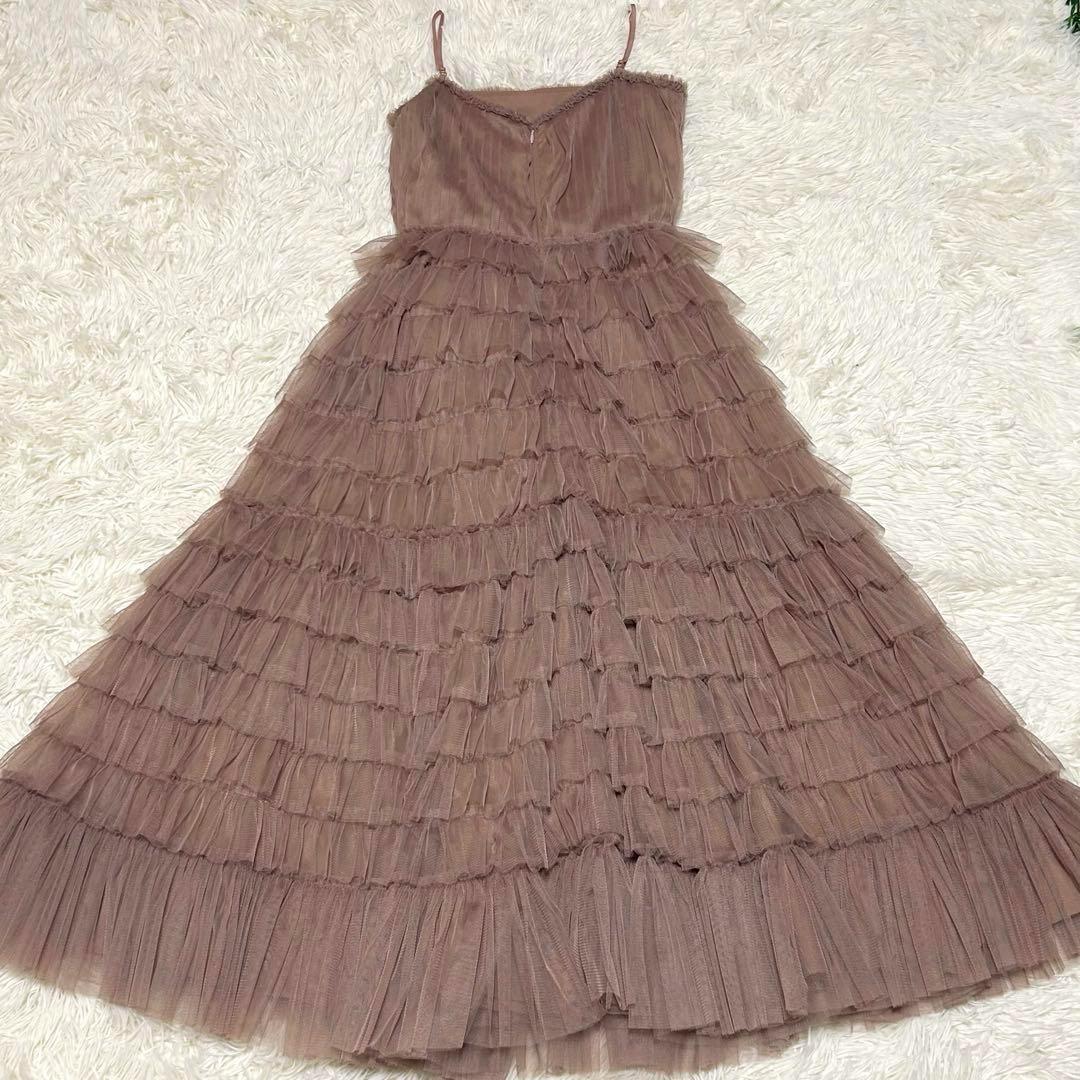 新品　FRAY I.D 2wayチュールフリルティアードドレス　ピンクベージュ