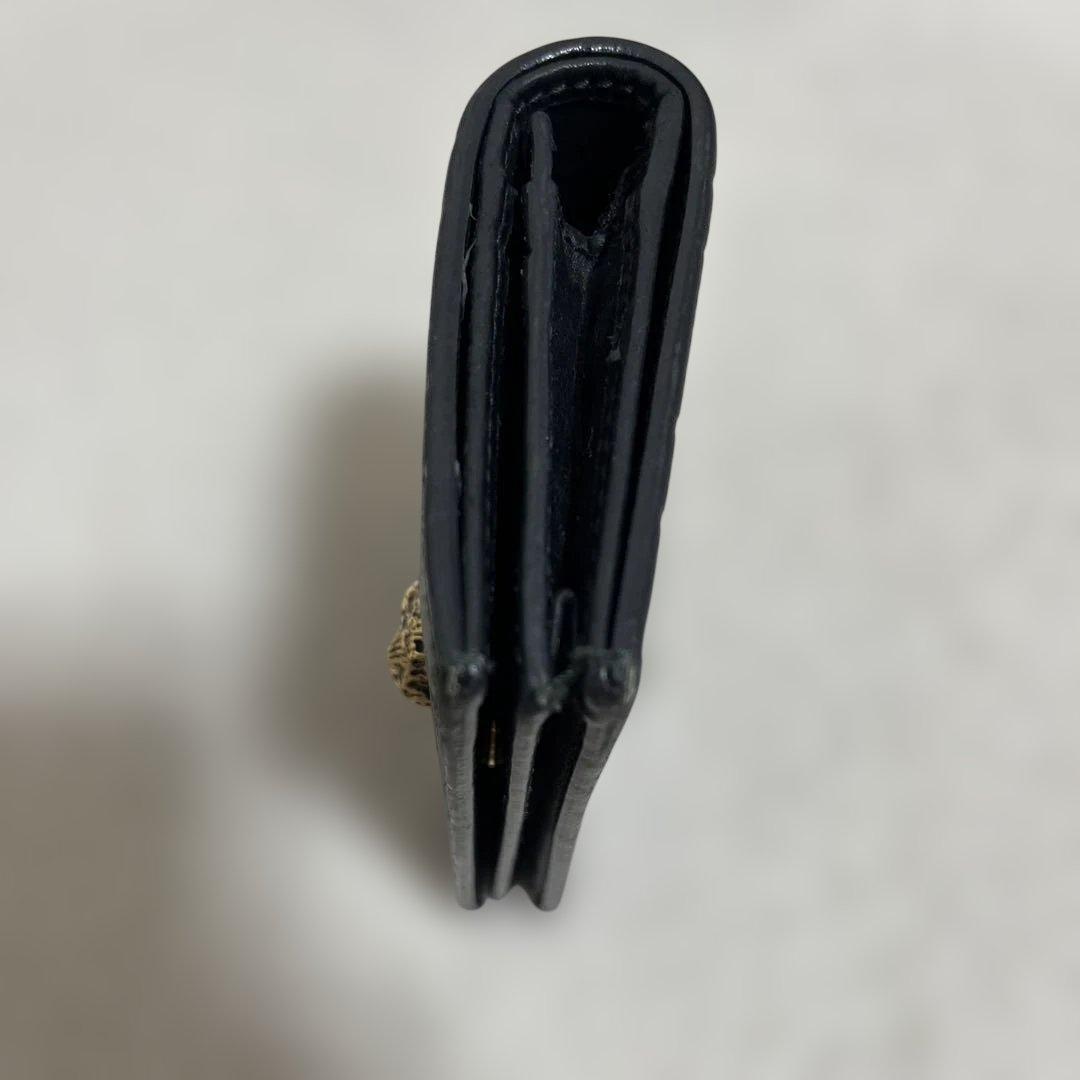 グッチ 財布 リネアキャット GG柄 シマ レザー 猫 黒 ミニ 二つ折り