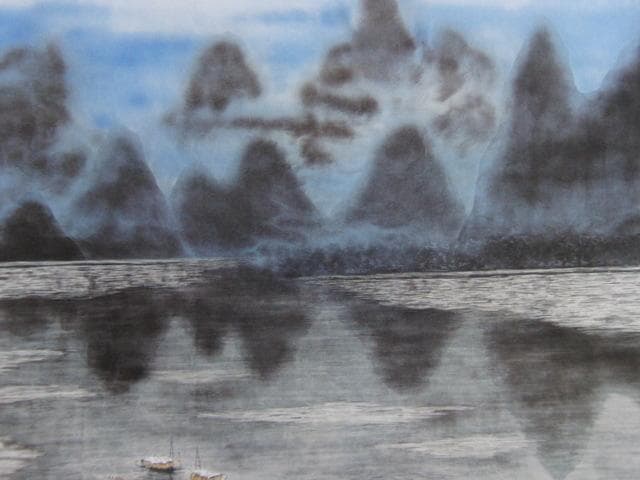 町田泰宣、【桂林旅情】、希少な額装用画集画、新品高級額 額装付
