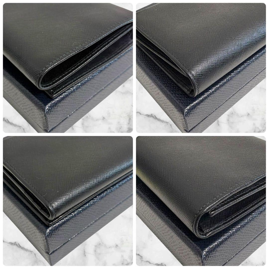 極上美品✨PRADA プラダ 三つ折り財布 サフィアーノ ブラック