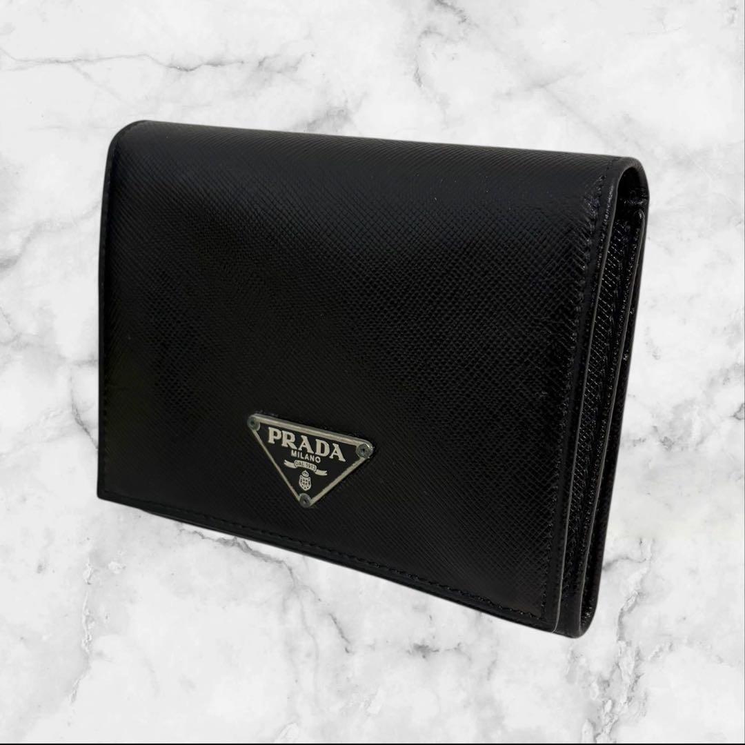 極上美品✨PRADA プラダ 三つ折り財布 サフィアーノ ブラック
