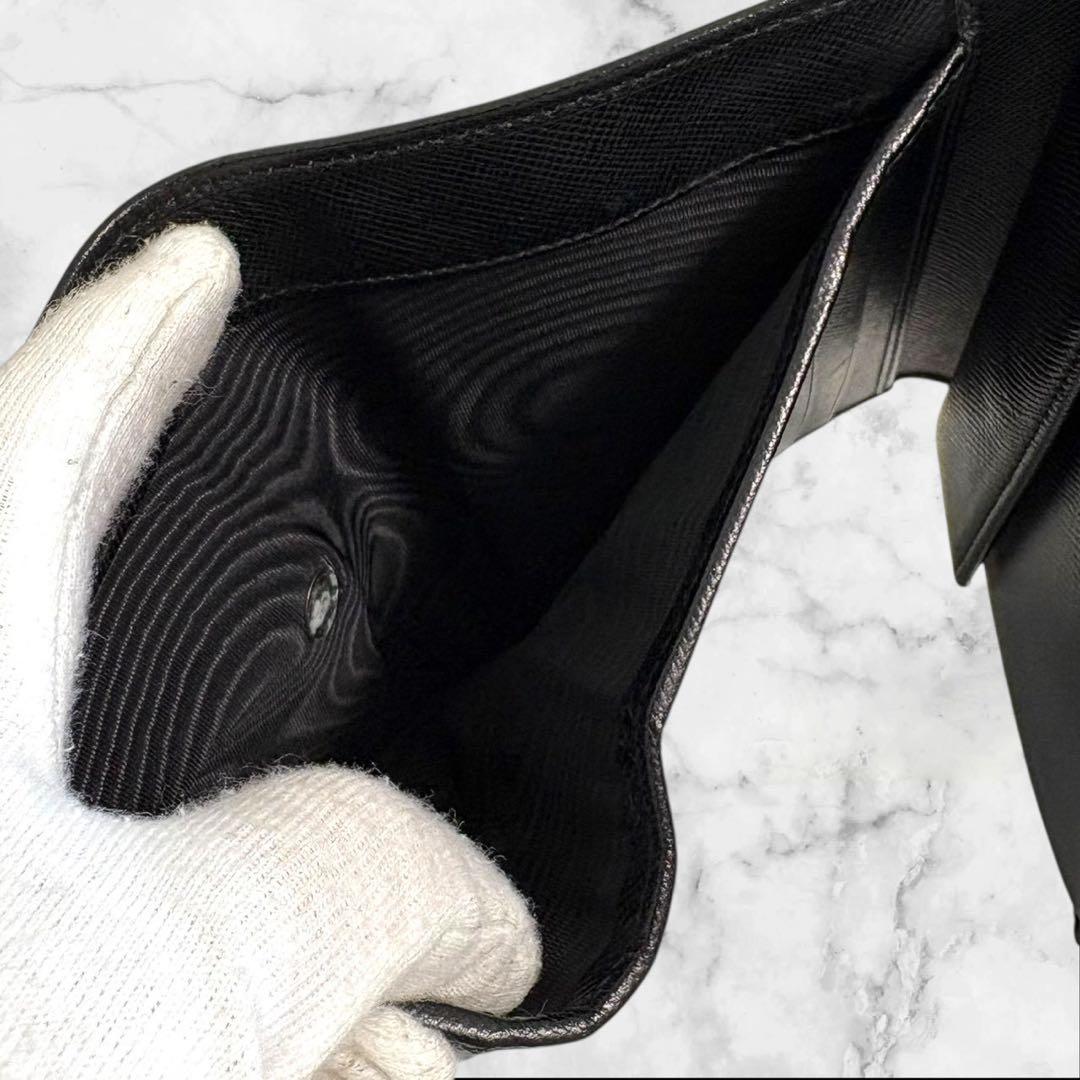 極上美品✨PRADA プラダ 三つ折り財布 サフィアーノ ブラック