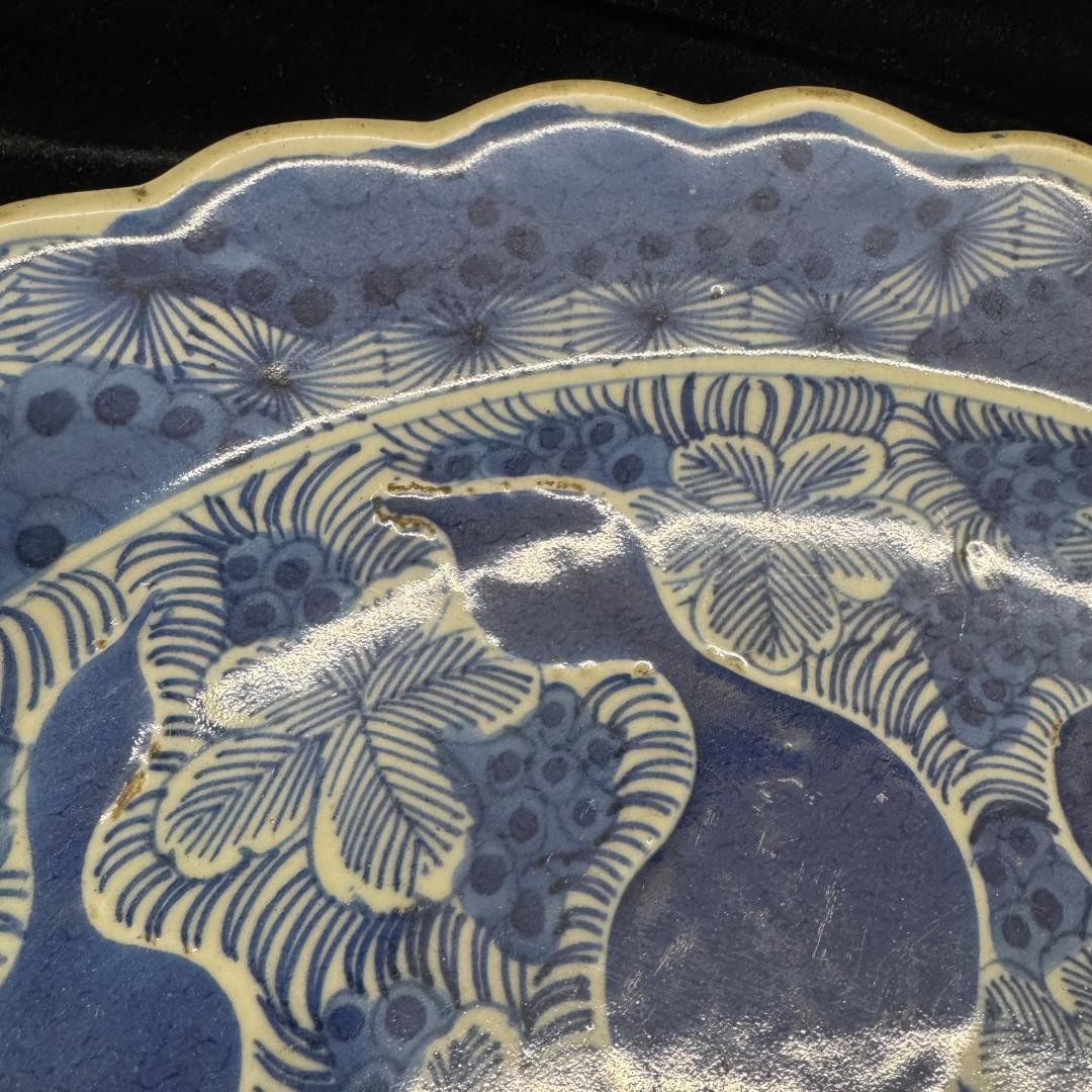 旧家蔵出古美術 中国古玩 道光時代　瓢箪文盤 染付 40cm