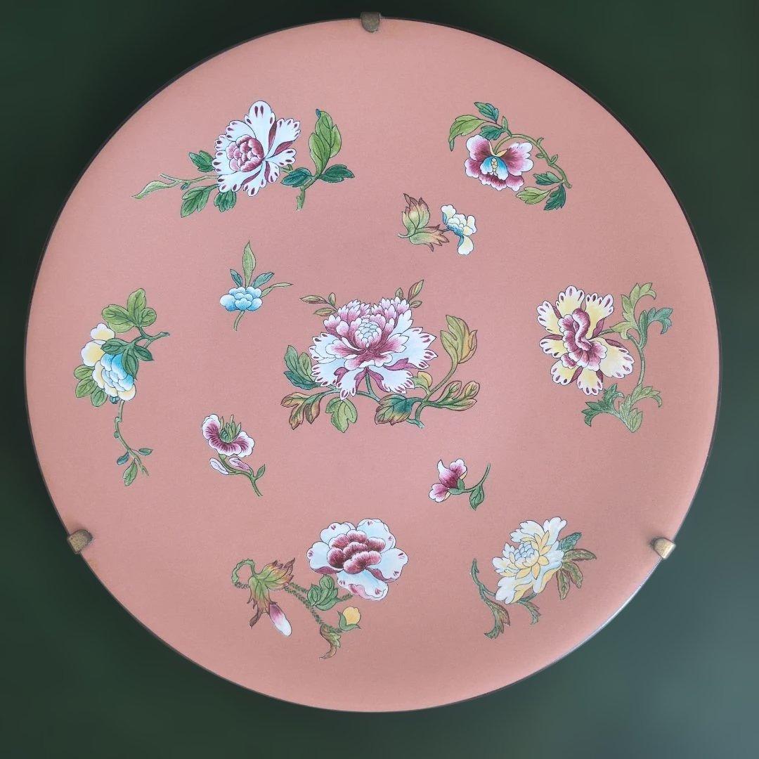 ジャスパー　テラコッタ　皿額装エナメル彩アンティーク