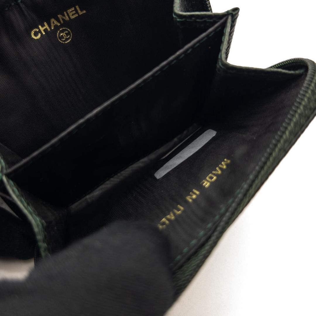 【超極美品】CHANEL ケース　ココマーク　キャビアスキン　グリーン