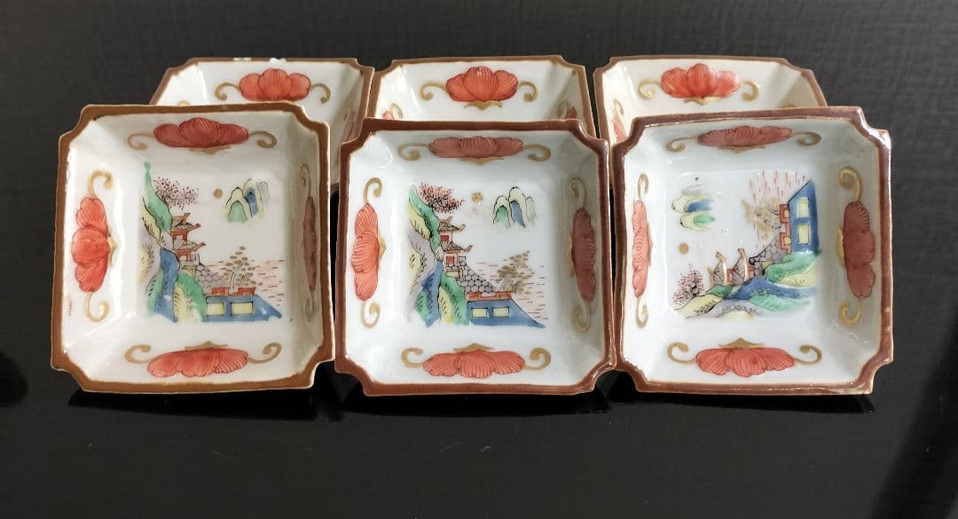 古代中国錦手小皿六枚