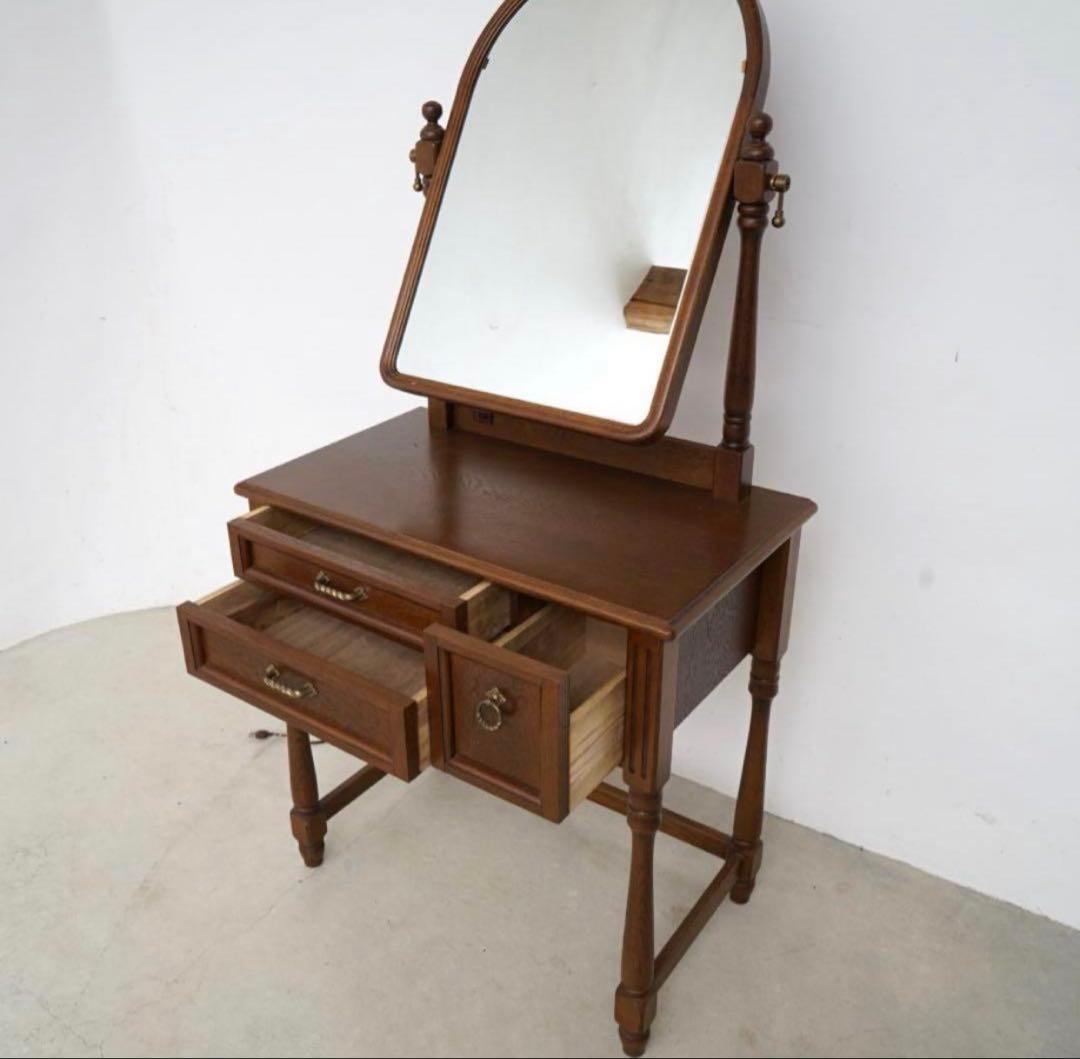 【SAWA】鏡台　アンティーク　古家具　昭和レトロ　木製　ドレッサー