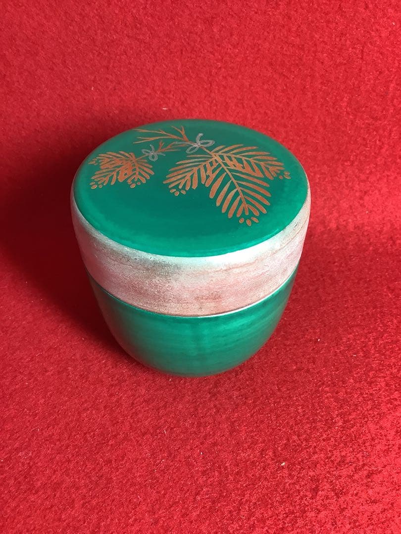 青地金欄小松引茶器　妙見窯　棗【新品未使用】