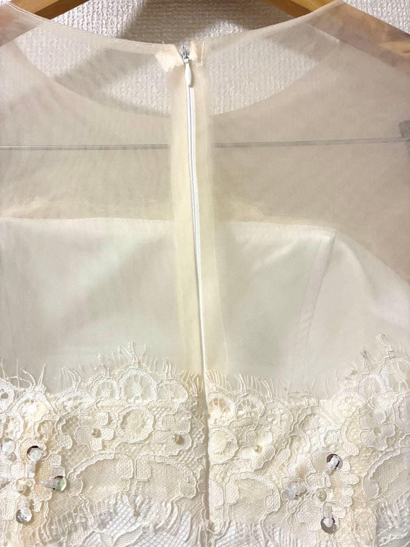 ❤️前撮りに❤️レース長袖 マーメイド風 ウェディングドレス トレーン付 M