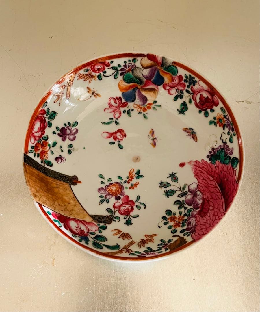 アンティーク　手描き小皿　イギリス　シノワズリ風