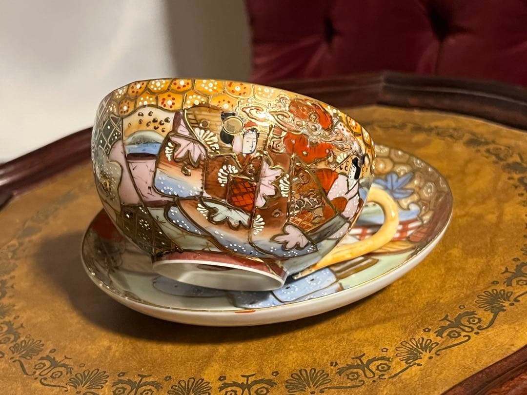 島村製　ジャポニズム　金彩　和風カップソーサーセット