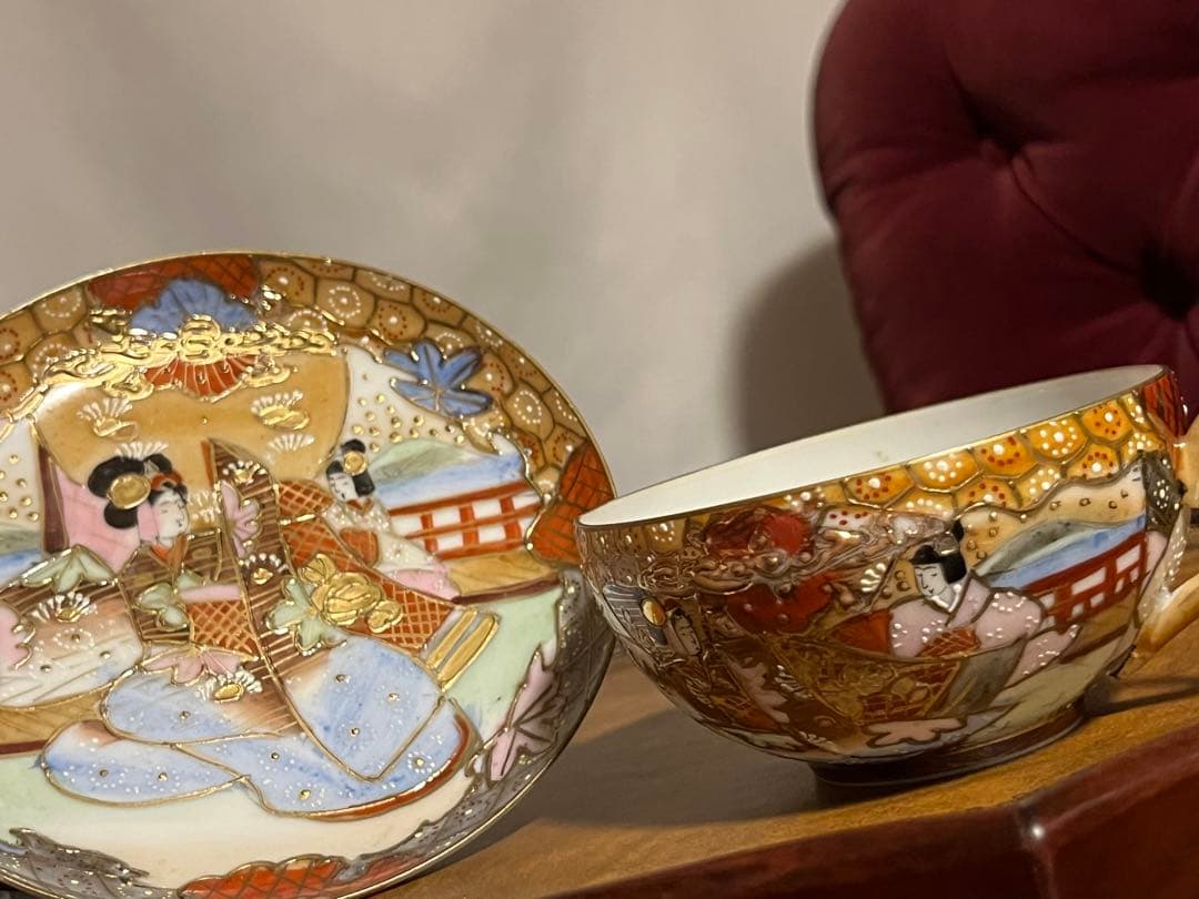 島村製　ジャポニズム　金彩　和風カップソーサーセット