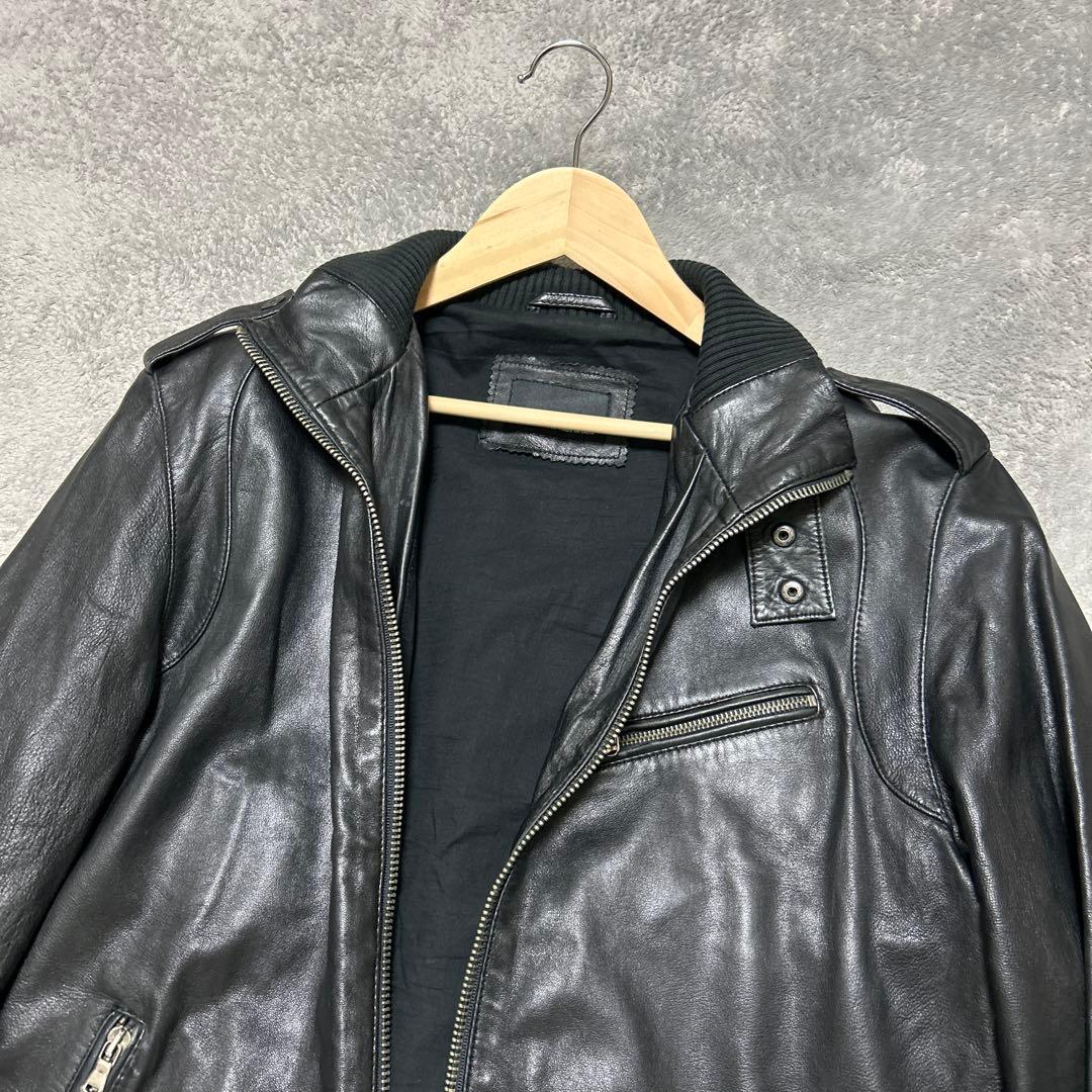 ZARAザラ　ブラックレザー本革メンズシングルライダースジャケット　サイズ38