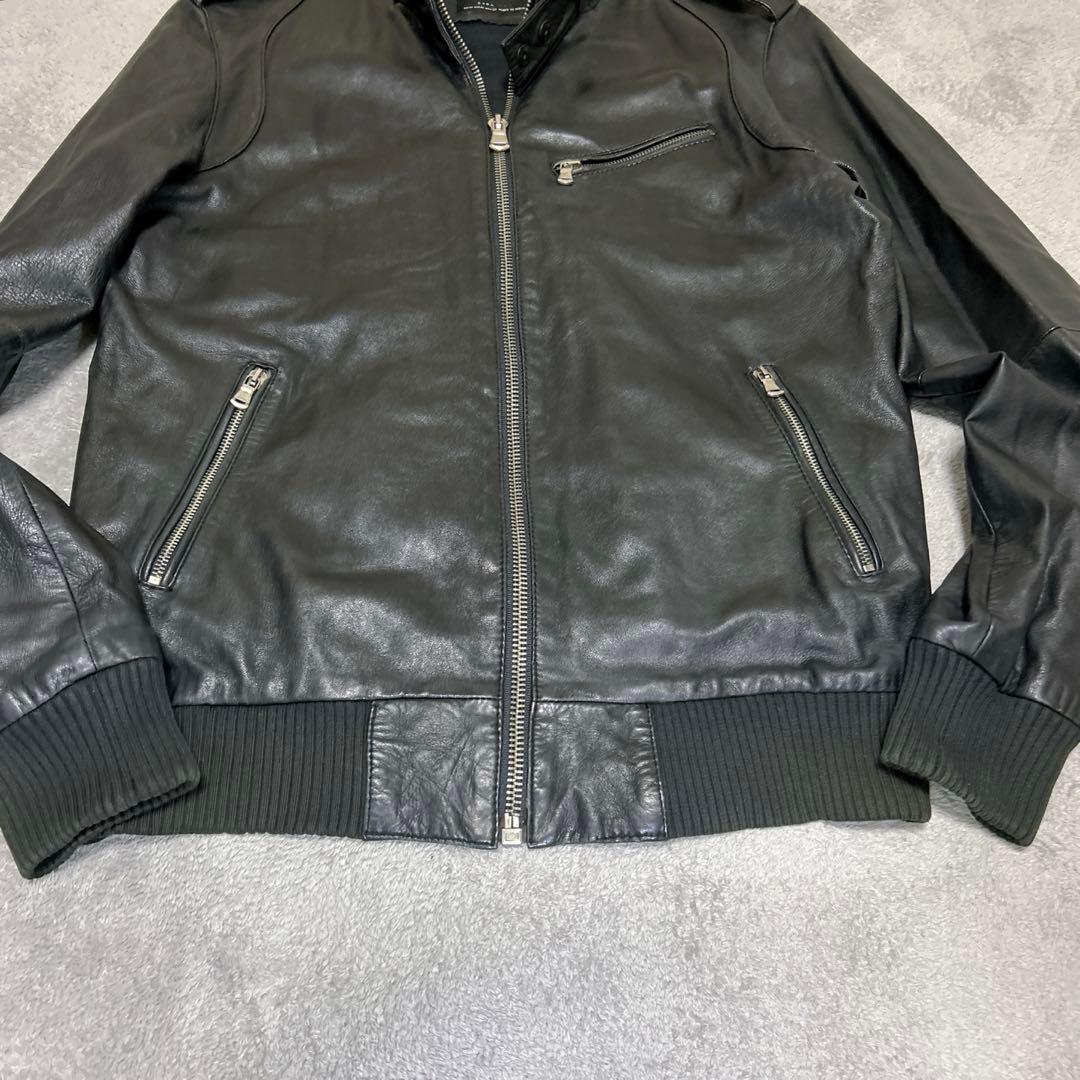 ZARAザラ　ブラックレザー本革メンズシングルライダースジャケット　サイズ38