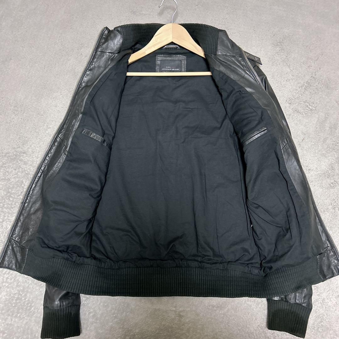 ZARAザラ　ブラックレザー本革メンズシングルライダースジャケット　サイズ38
