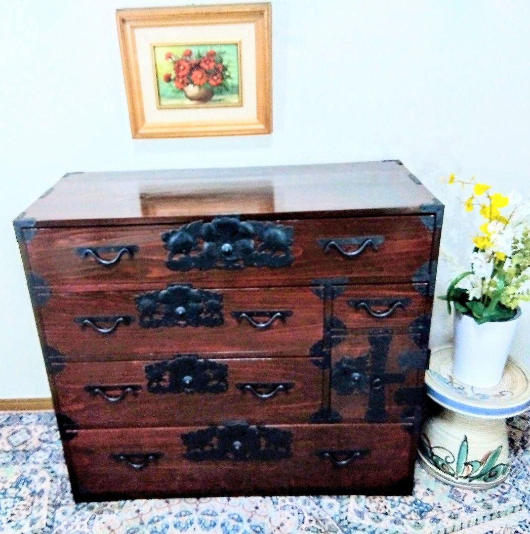 【アンティーク】仙台箪笥　時代箪笥　ローチェスト　洋服タンス