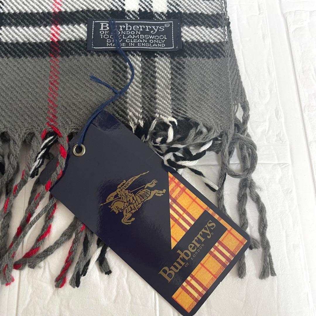 新品　未使用　バーバリー　ノバチェック　ウール　マフラー　グレー