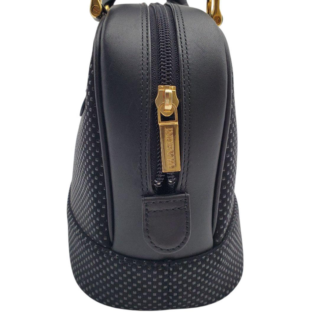 美品 印傳屋 INDEN-YA ハンドバッグ 鹿革 漆 甲州印伝 黒 ブラック