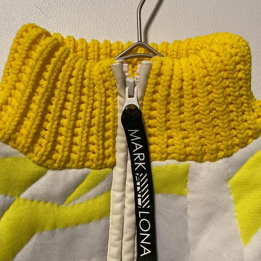 【アユミファイヤー】マークアンドロナ　ニット切り替え 総柄ジャケット 36