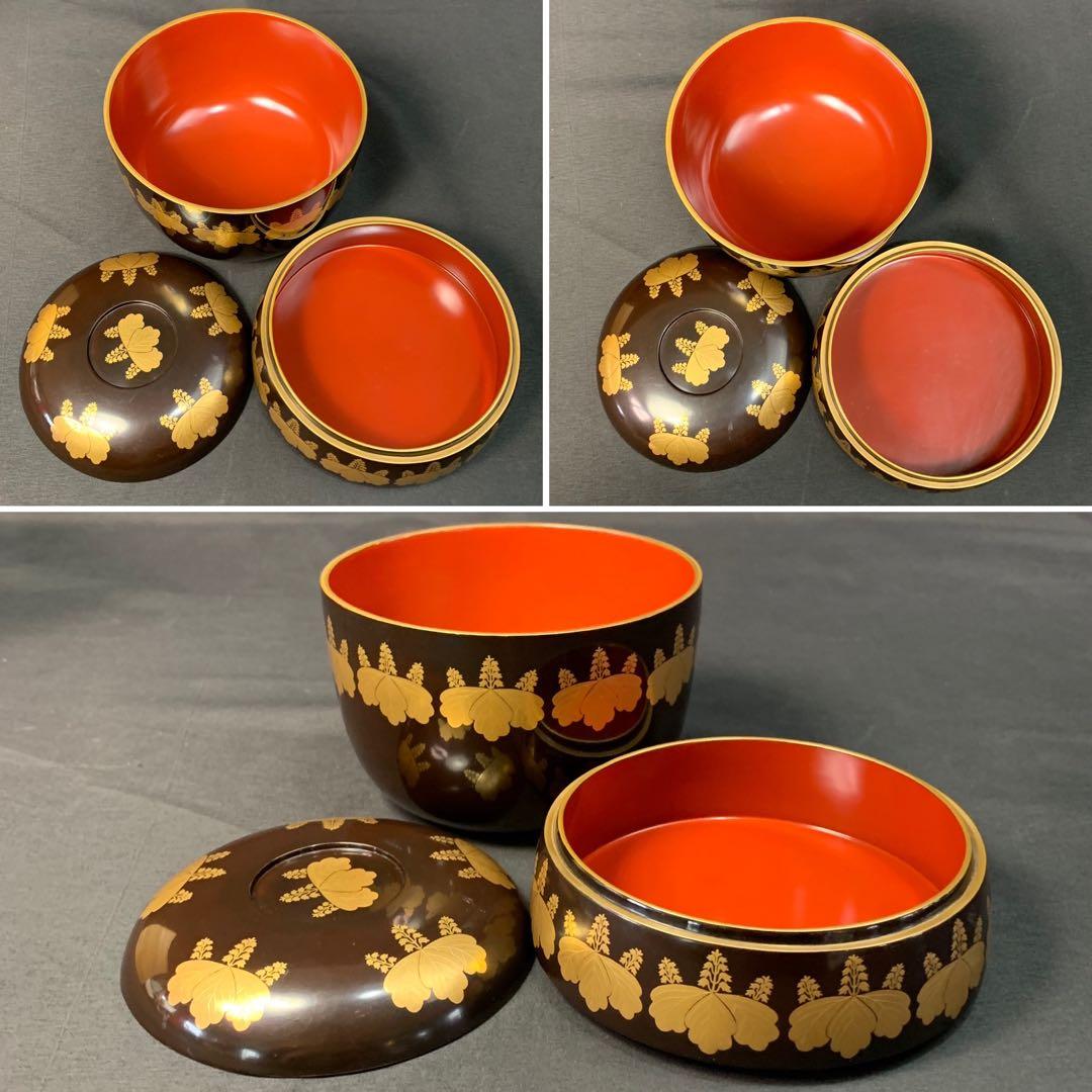 E190 送料無料　菓子器　漆器　お重　三段重　木製　木箱　茶道具　茶室