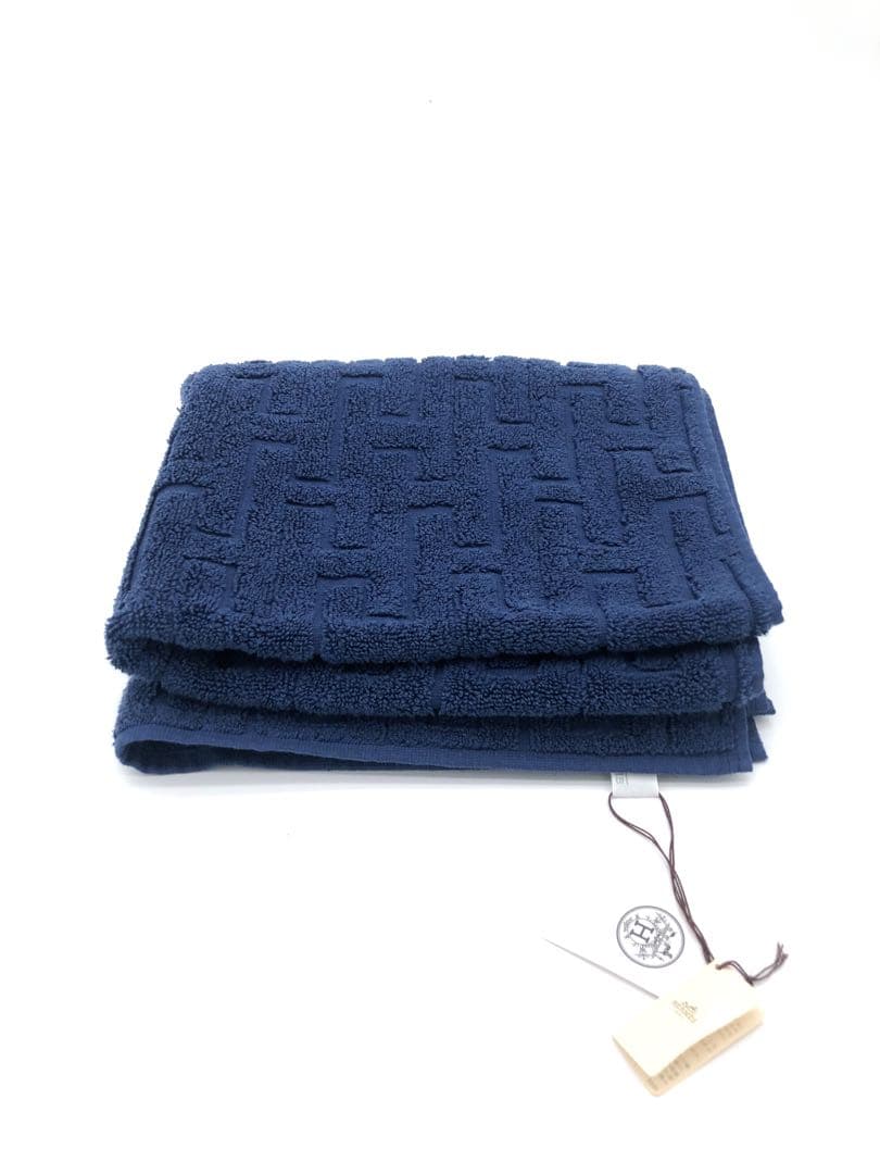 エルメスコットン ネイビーブルー バスタオルフェイスタオル