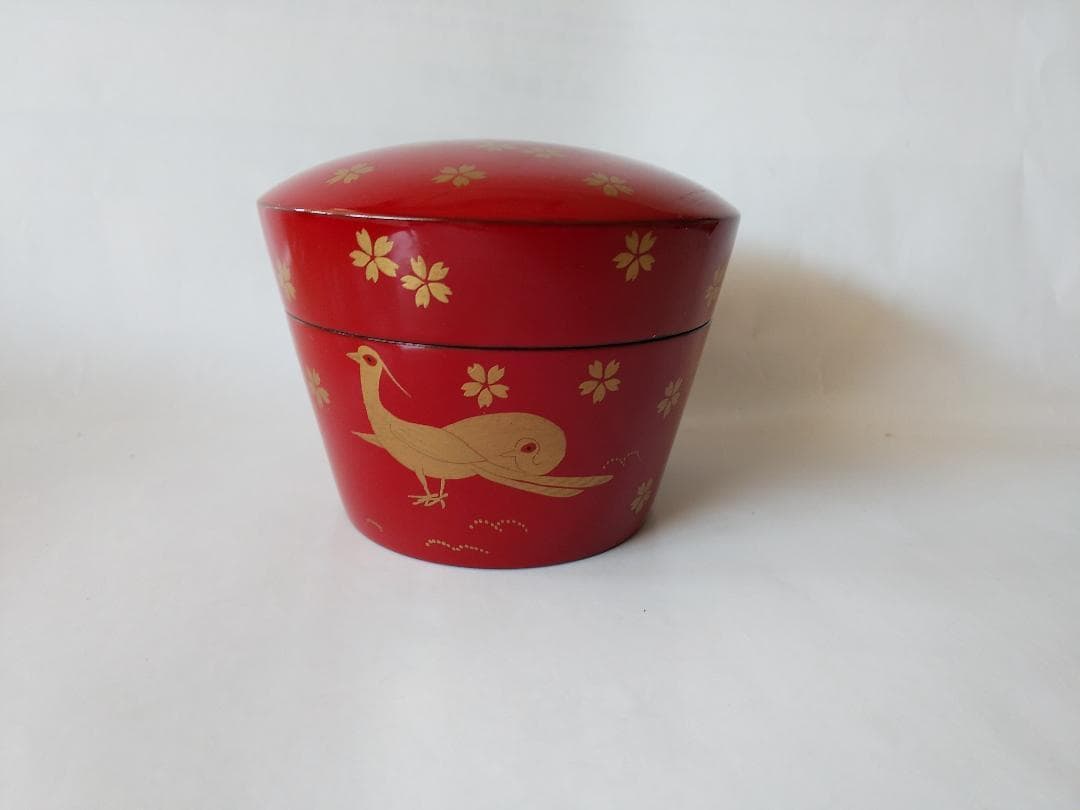 久世宗春 作『 桜に雉子蒔絵 』朱薬器 棗 共箱 漆器 漆芸 抹茶 茶道具 新品