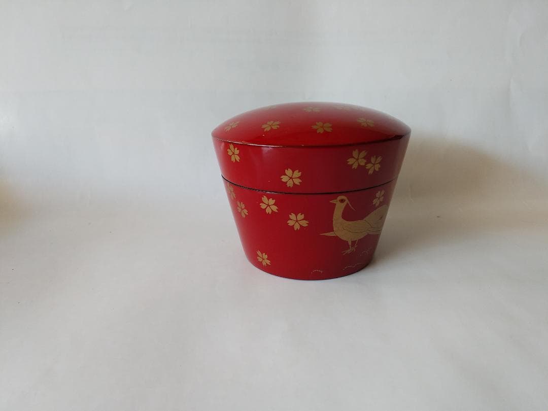 久世宗春 作『 桜に雉子蒔絵 』朱薬器 棗 共箱 漆器 漆芸 抹茶 茶道具 新品