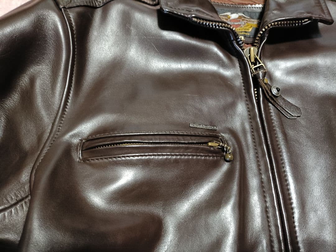 肉厚　馬革　ハーレーダビッドソン　L　シングルライダースジャケット