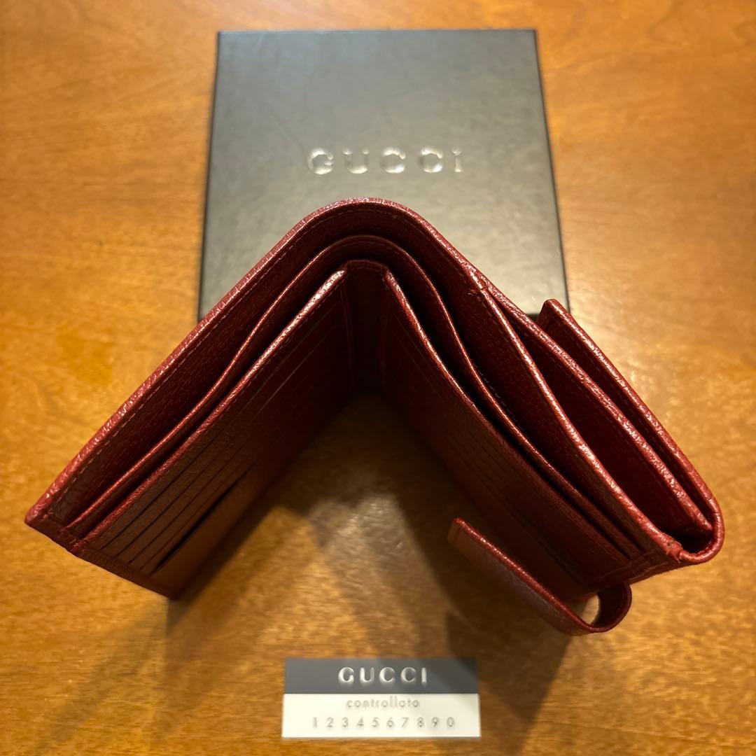 GUCCI 二つ折り財布 レッド キャンバス★未使用