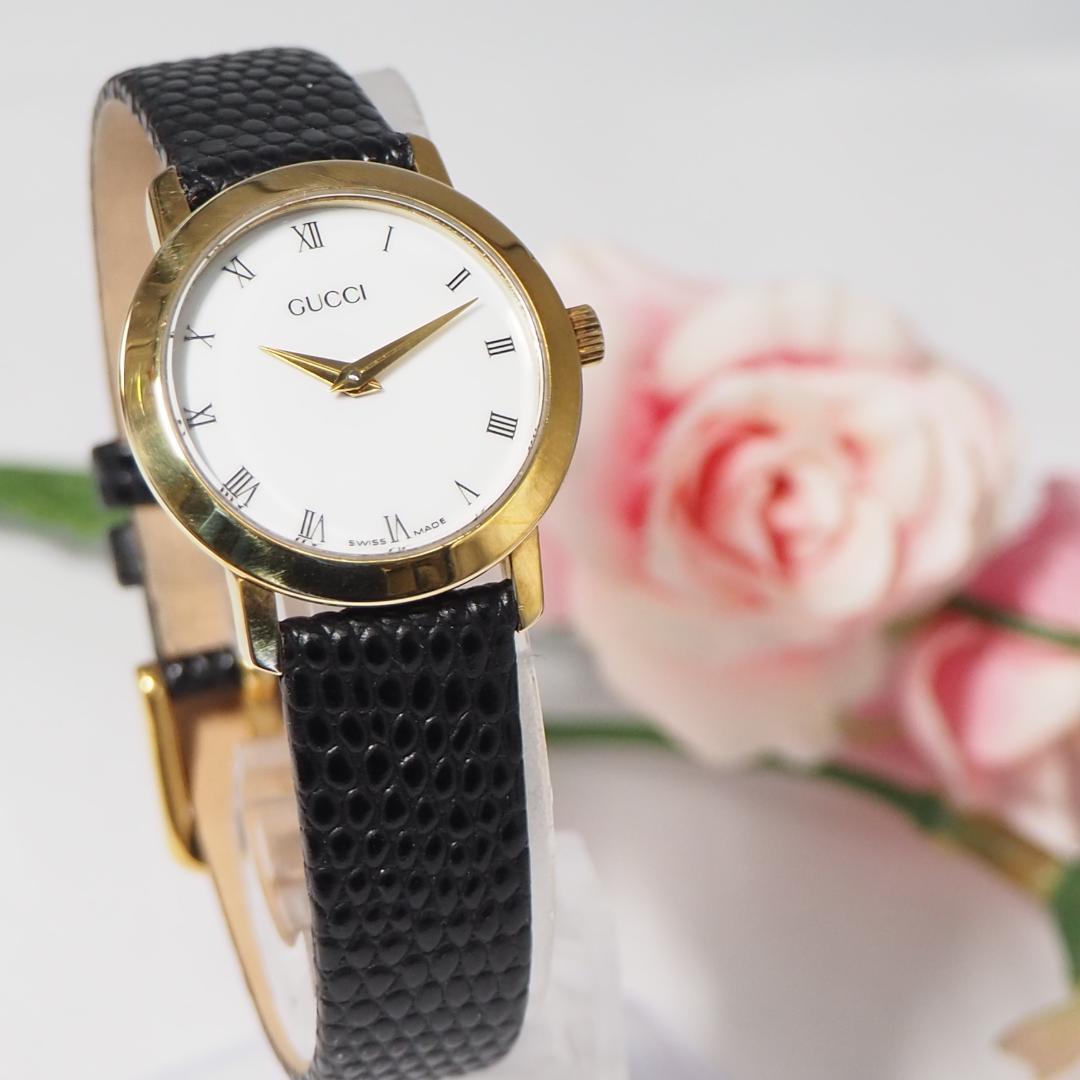 グッチ GUCCI ローマン 新品革ベルト レディース腕時計 ゴールド F250