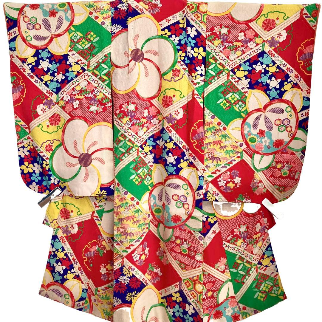 レトロ　アンティーク　女の子　子供着物　3歳　七五三　大正ロマン