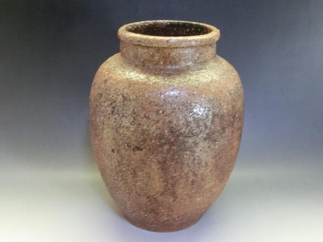 壷■古信楽焼き 江戸期 伊羅保壺 広口花入れ 花器 甕 古美術 時代物 骨董品■