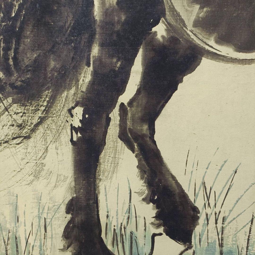 徐悲鴻《名駿図》　三尺中堂　掛軸　中国名人書画　馬図　壁掛け装飾