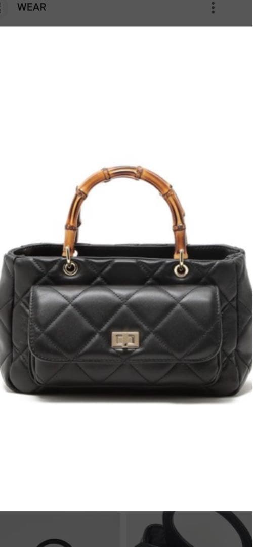 story新品未使用ブラック キルティング レザーハンドバッグ